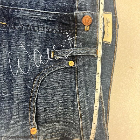 **LIKE NEW**Madewell Indigo Denim Jeans with Brown Leather Patch - Picture 8 of 11